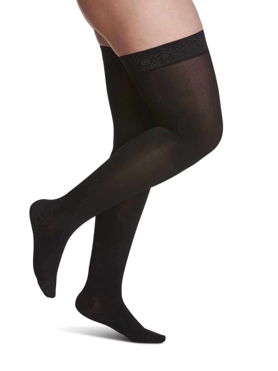 Sigvaris 860 Opaque Compression Socks 20-30 mmHg Thigh High For Women Closed Toe Color Black