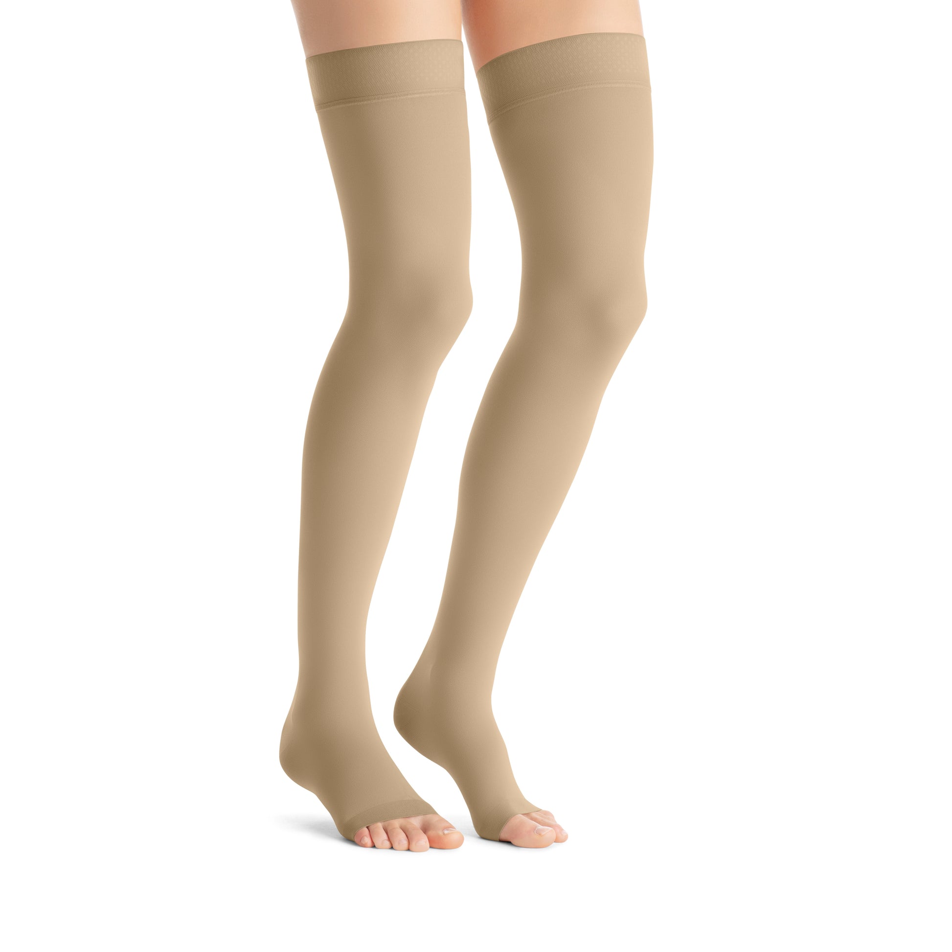 JOBST Opaque Compression Stockings 30-40 mmHg Thigh High Silicone Dot Band Open Toe color green