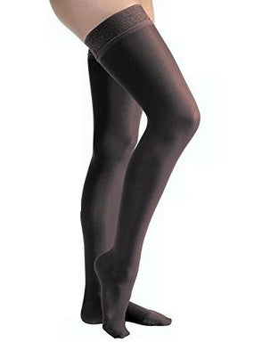 JOBST UltraSheer Compression Stockings 20-30 mmHg Thigh High Silicone Lace Band Closed Toe, Petite color black