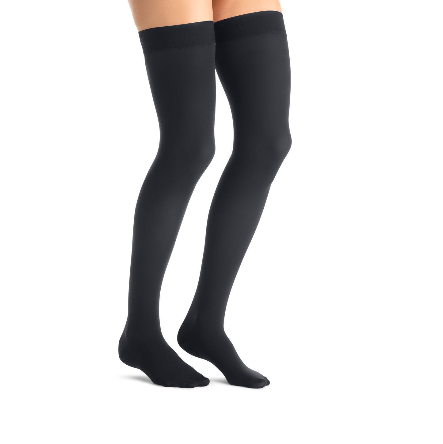 JOBST Opaque Compression Stockings 20-30 mmHg Thigh High Silicone Dot Band Closed Toe color black