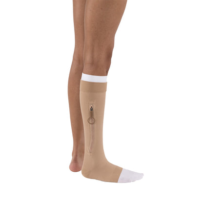 JOBST UlcerCARE 2-Part Compression System with Liners 40+ mmHg Knee High Open Toe With Zipper Color Khakhi