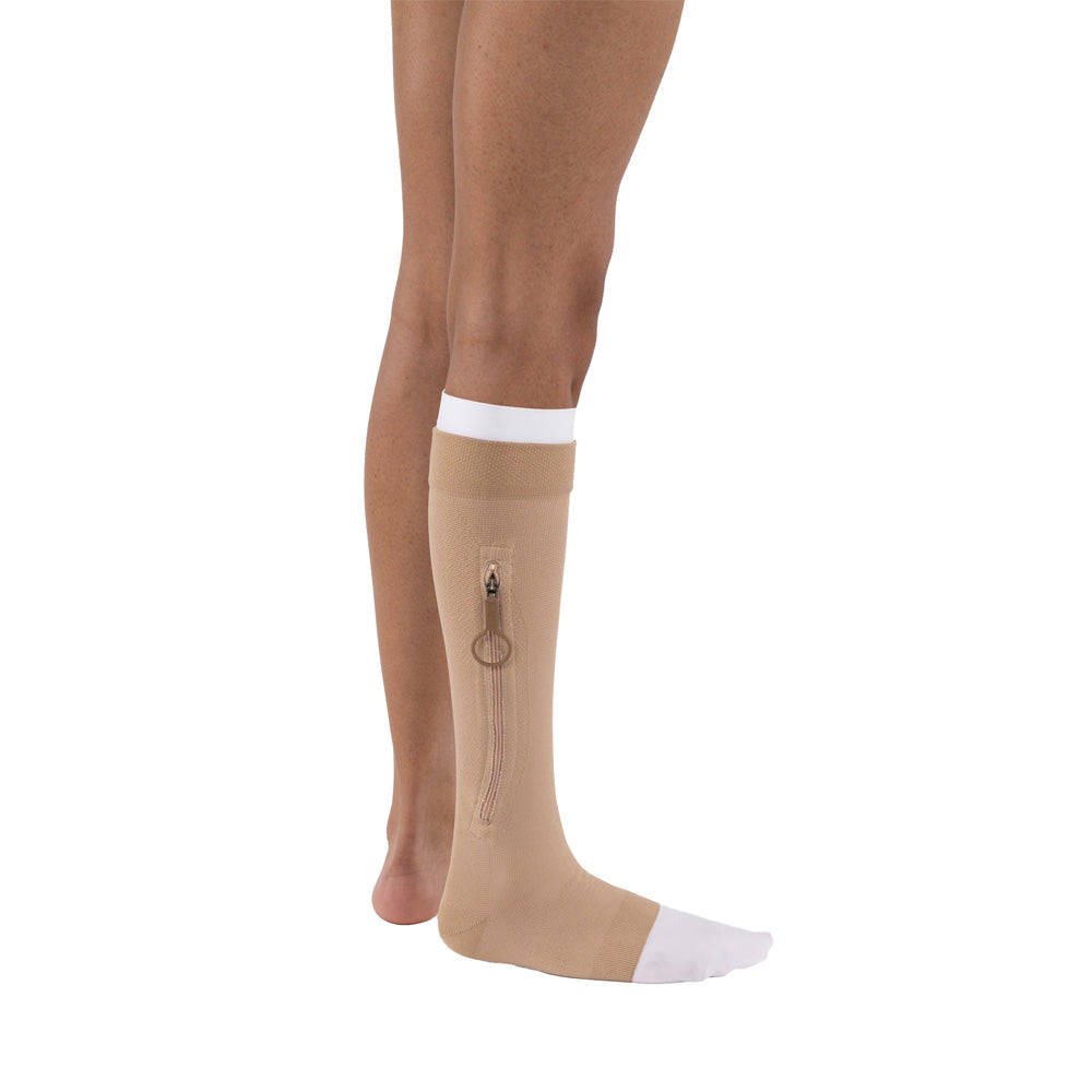 JOBST UlcerCARE 2-Part Compression System with Liners 40+ mmHg Knee High Open Toe With Zipper Color Khakhi