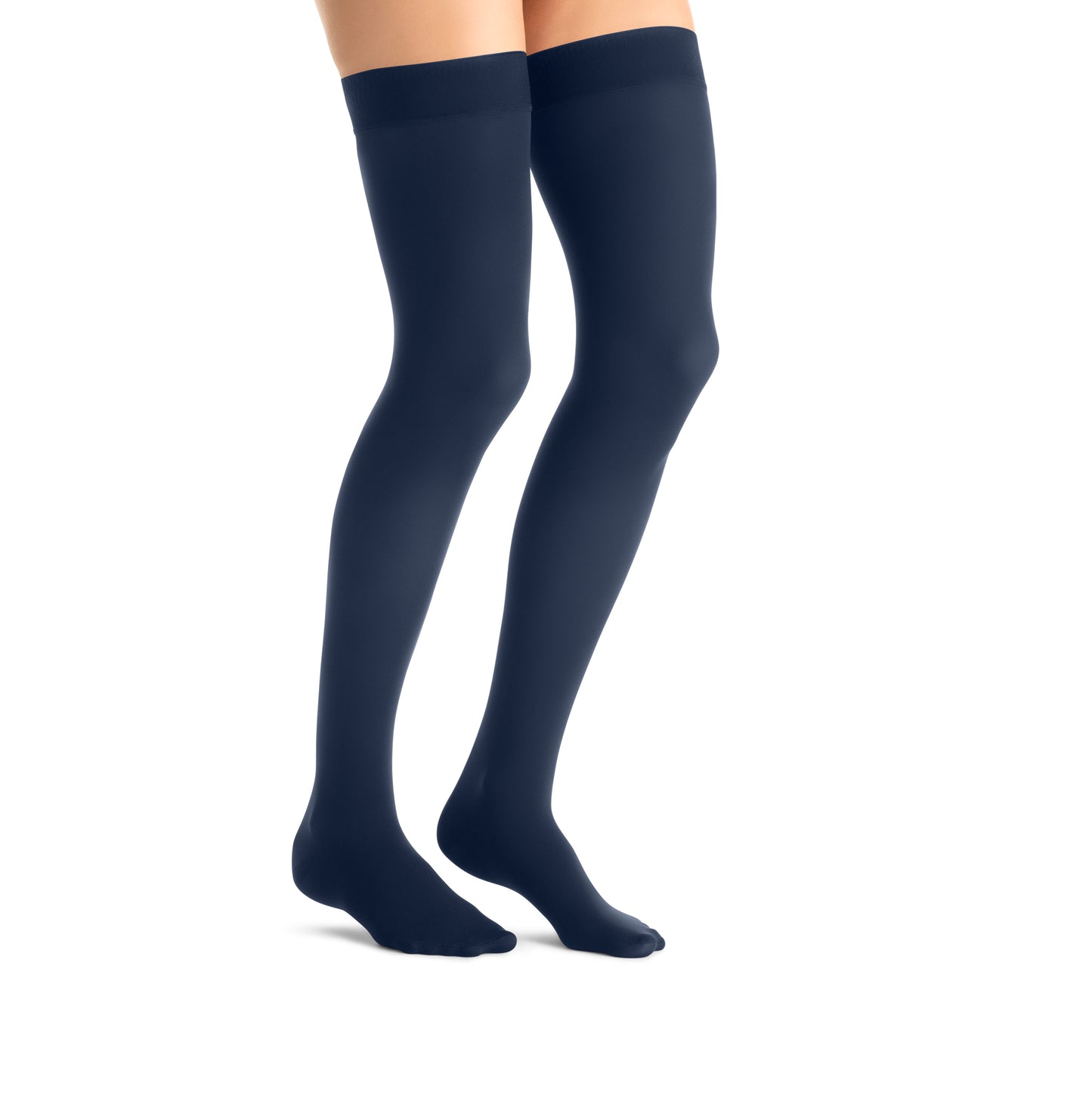 JOBST Opaque Compression Stockings 20-30 mmHg Thigh High Silicone Dot Band Closed Toe color navy blue