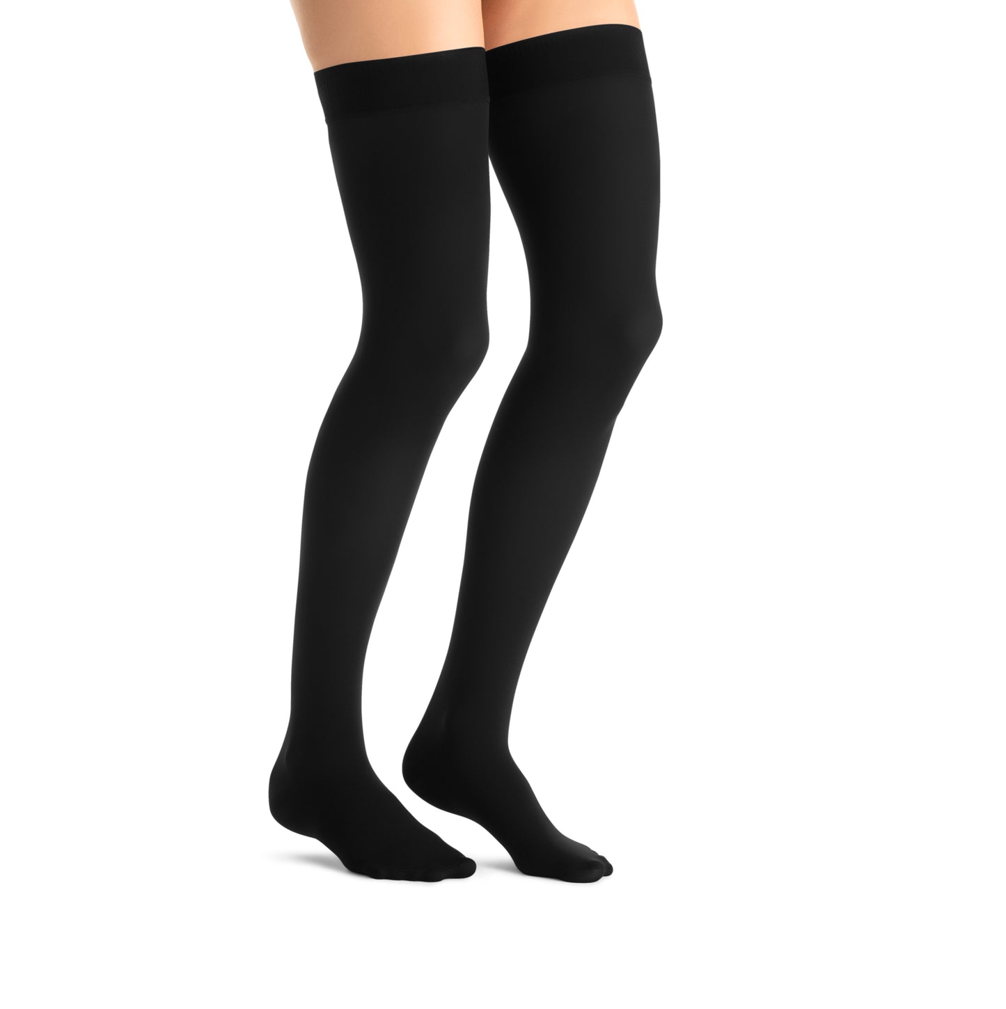 JOBST Opaque Compression Stockings 15-20 mmHg Thigh High Sensitive Band Closed Toe color black