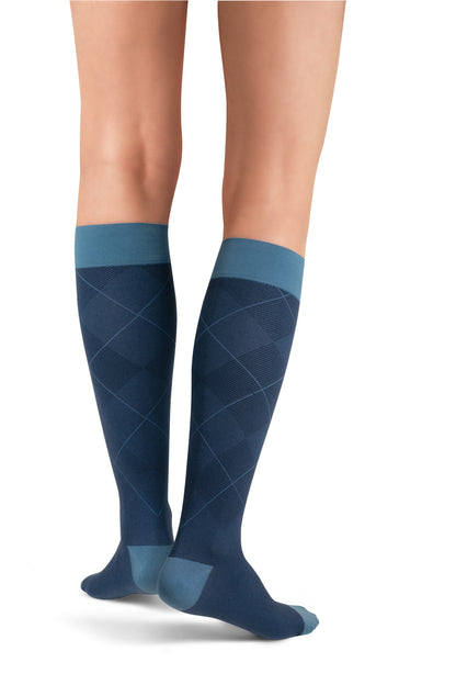 JOBST Casual Pattern Compression Socks 20-30 mmHg, Knee High, Closed Toe, Full Calf Petite back View 