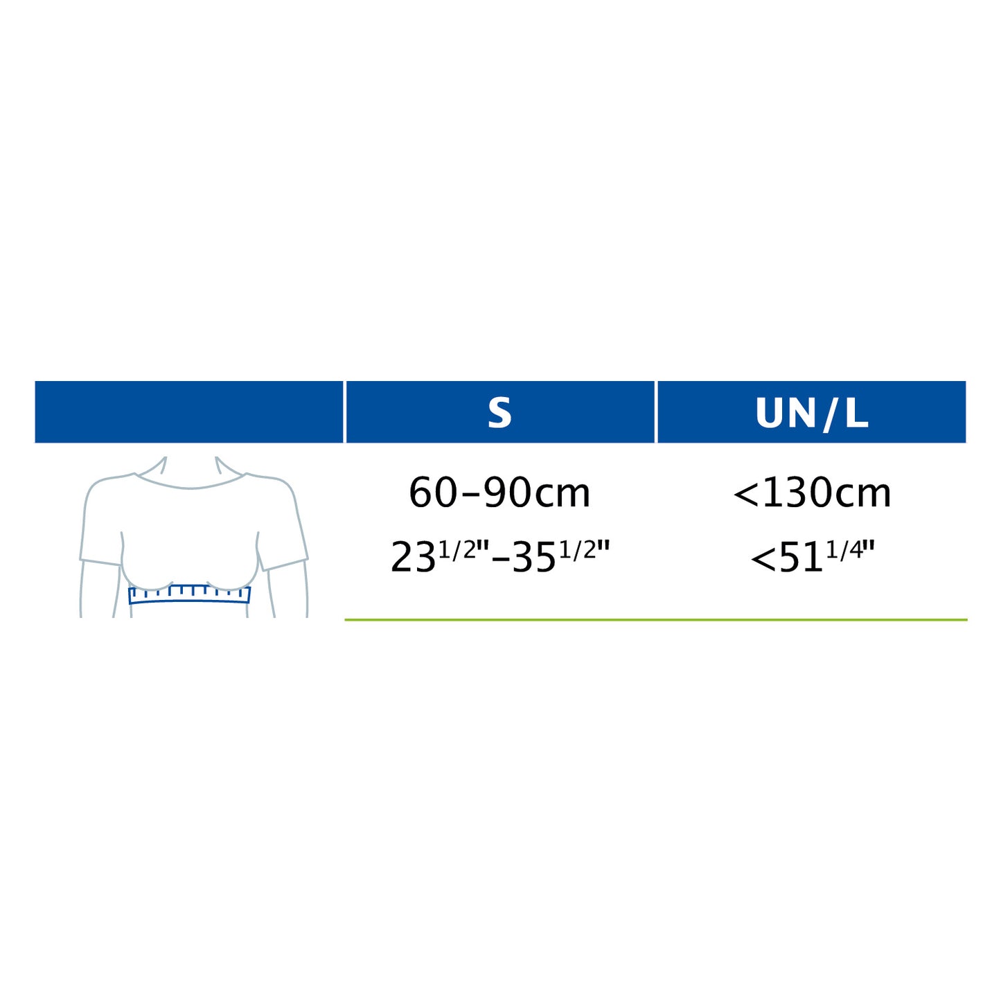 Jobst Actimove Professional Line Two-Panel Rib Belt measurement chart