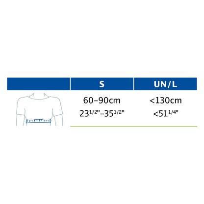 Jobst Actimove Professional Line Two-Panel Rib Belt measurement chart