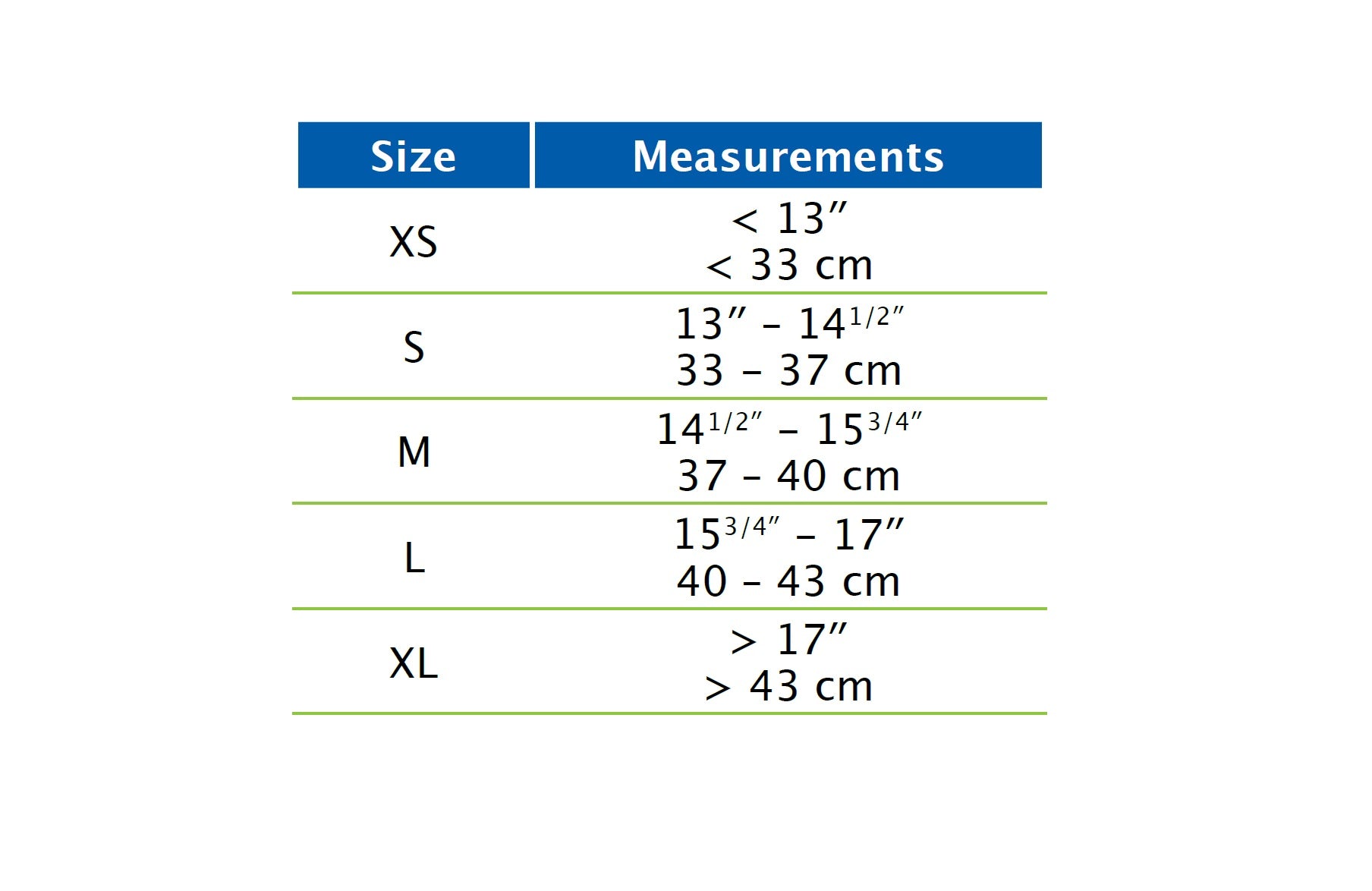 Jobst Actimove Professional Line Umerus Comfort Shoulder Immobilizer size chart