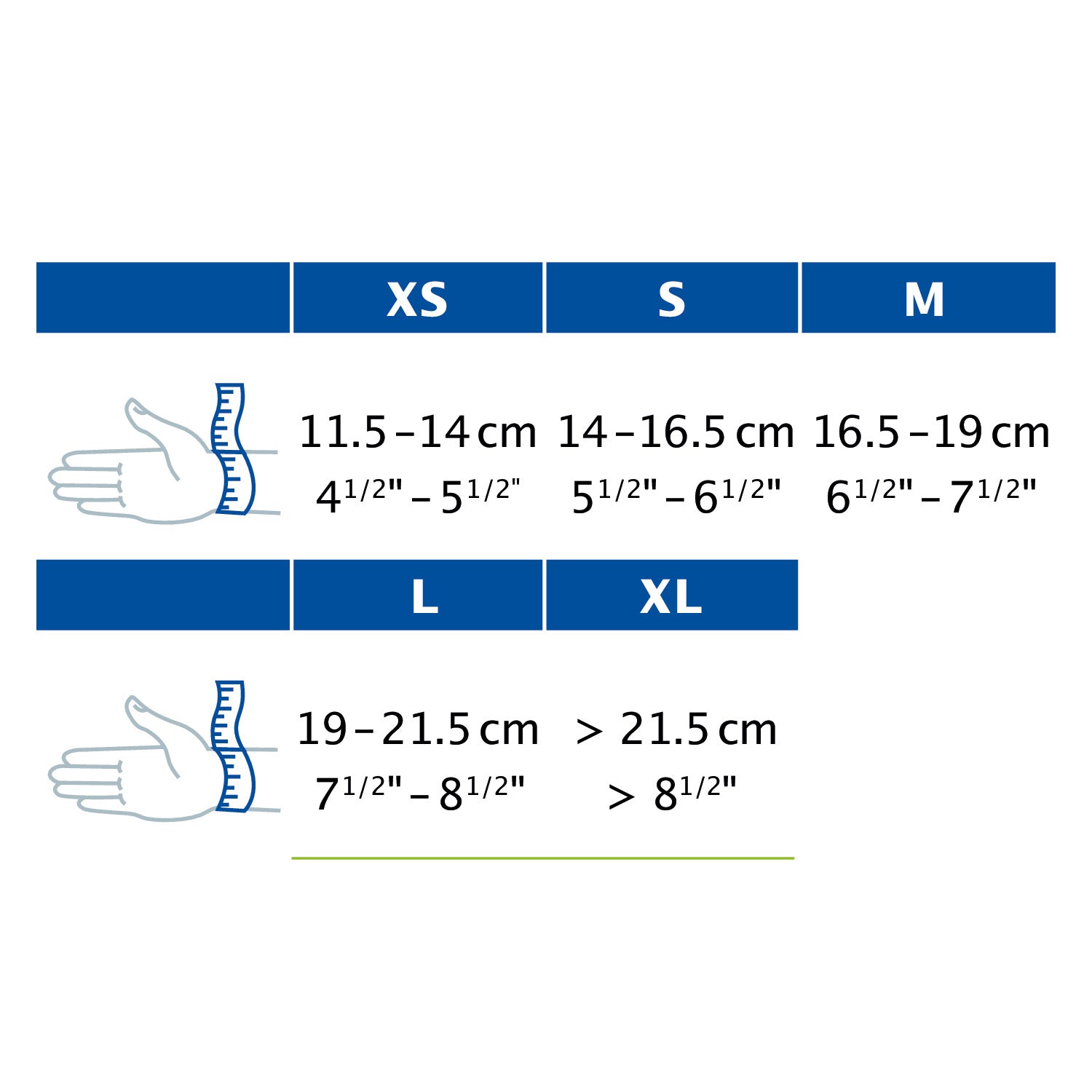 Jobst Actimove Professional Line Wrist Splint Abducted Thumb Size Chart