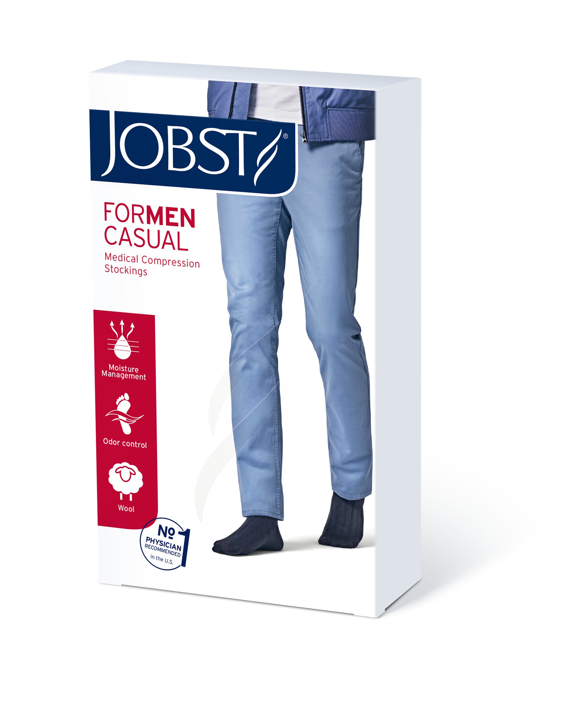 JOBST forMen Casual Knee 15-20 mmHg Closed Toe product box