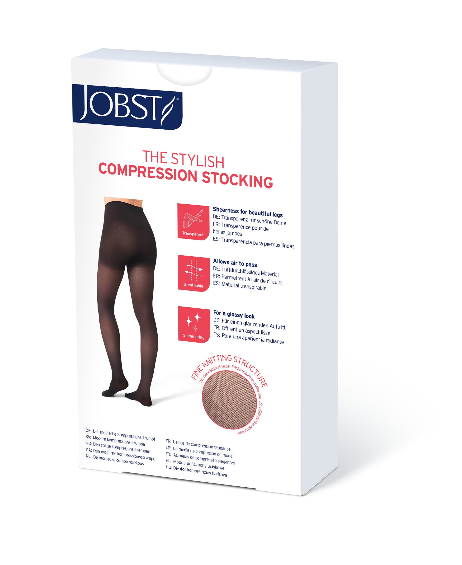 JOBST UltraSheer Compression Stockings 15-20 mmHg Thigh High Silicone Dot Band Closed Toe Product box back view