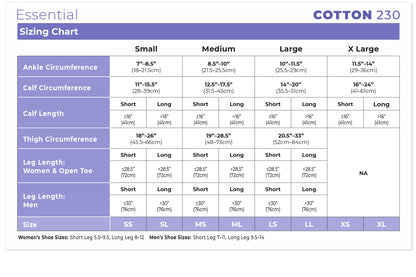 Sigvaris 230 Essential Cotton Compression Socks 20-30 mmHg Calf High for Men Closed Toe Size Chart