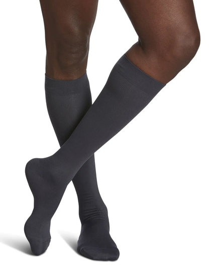 Sigvaris 820 Microfiber Compression Socks 15-20 mmHg Calf High for Men Closed Toe Color Gray