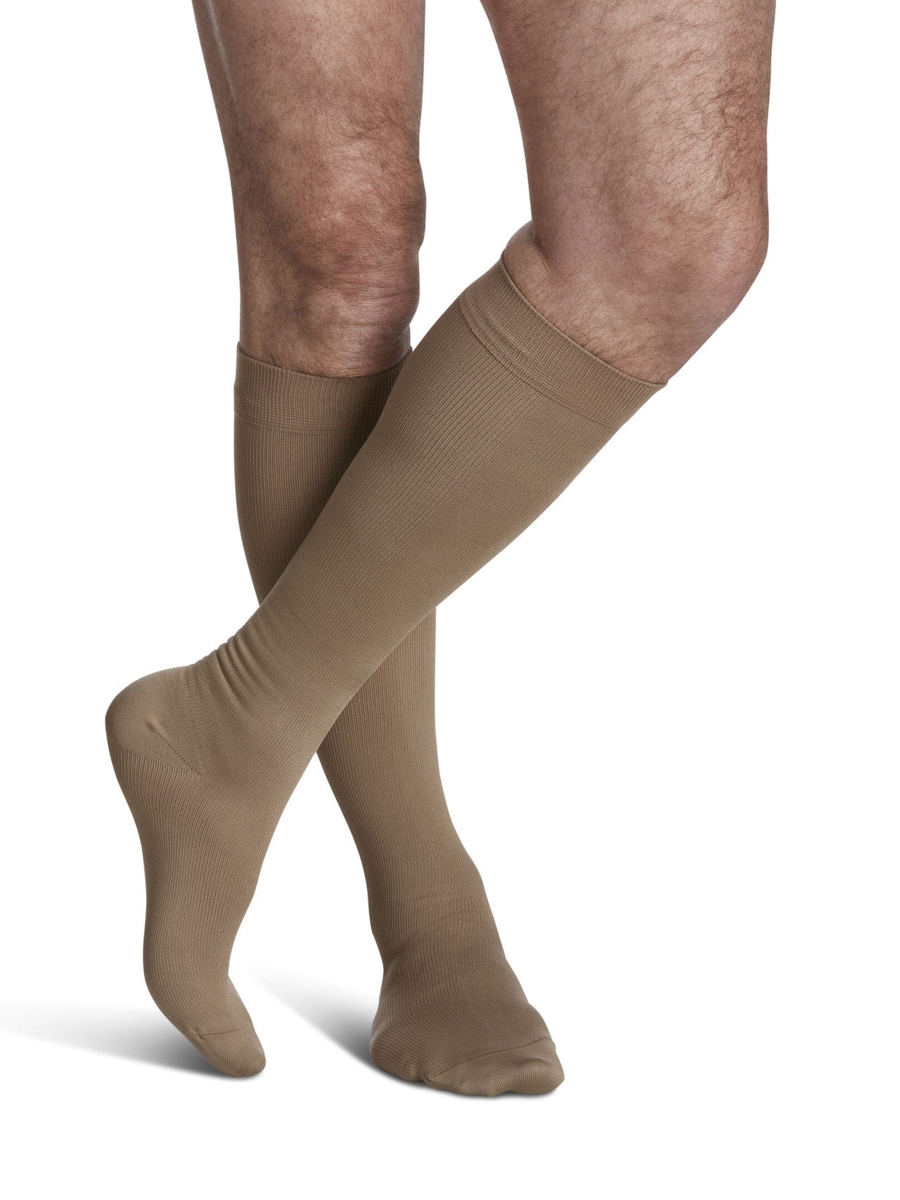 Sigvaris 820 Microfiber Compression Socks 15-20 mmHg Calf High for Men Closed Toe Color Brown 