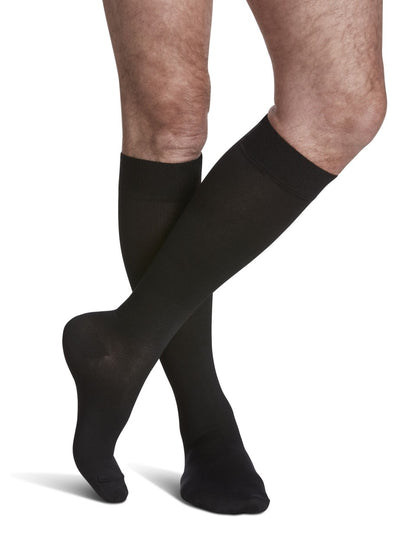 Sigvaris 820 Microfiber Compression Socks 15-20 mmHg Calf High for Men Closed Toe Color Black