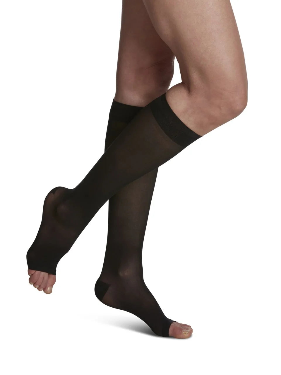 Sigvaris 780 Sheer Compression Socks 30-40 mmHg Calf High for Women Open Toe Color Black