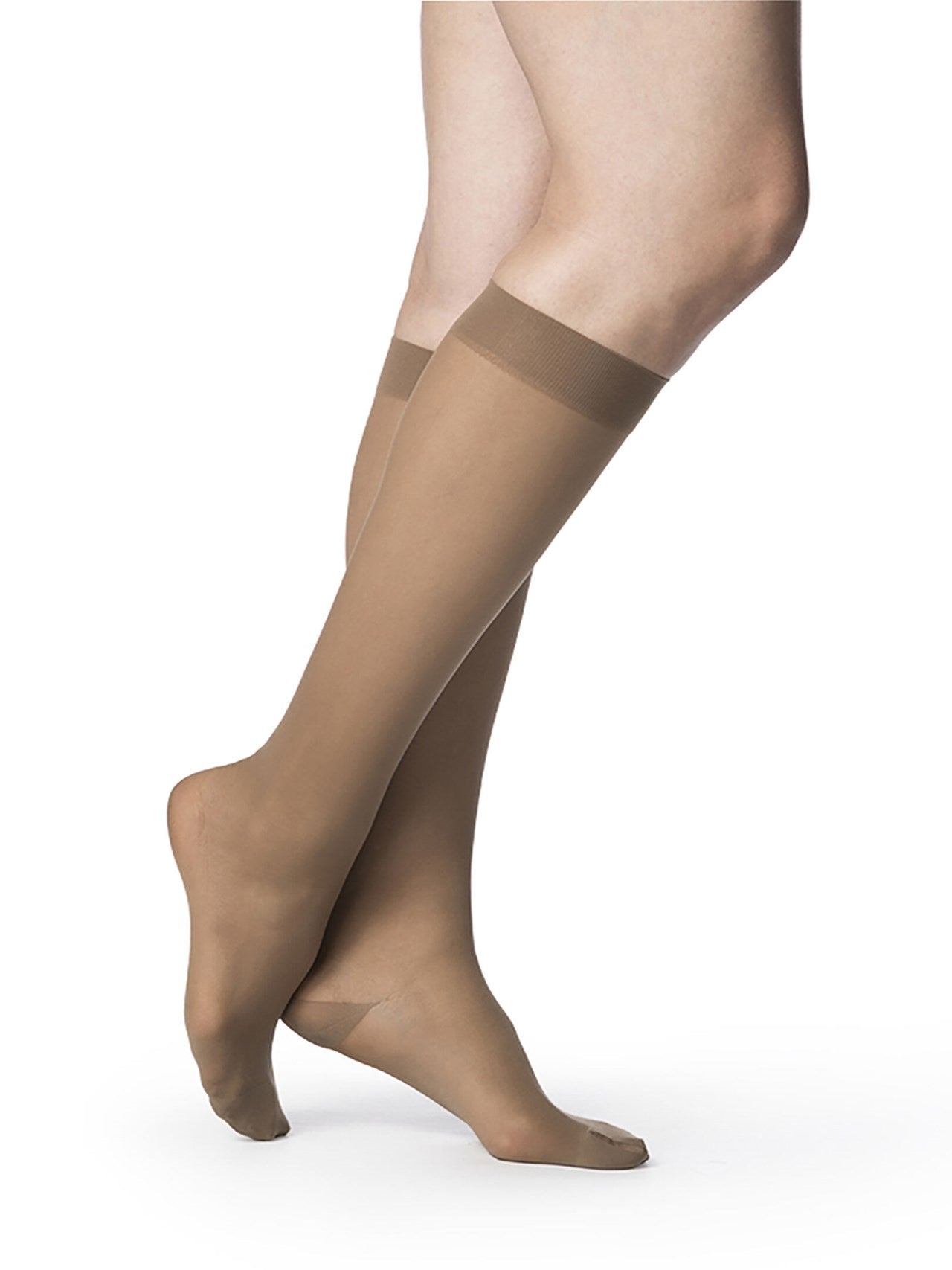 Sigvaris 780 Sheer Compression Socks 20-30 mmHg Calf High for Women Closed Toe color light brown