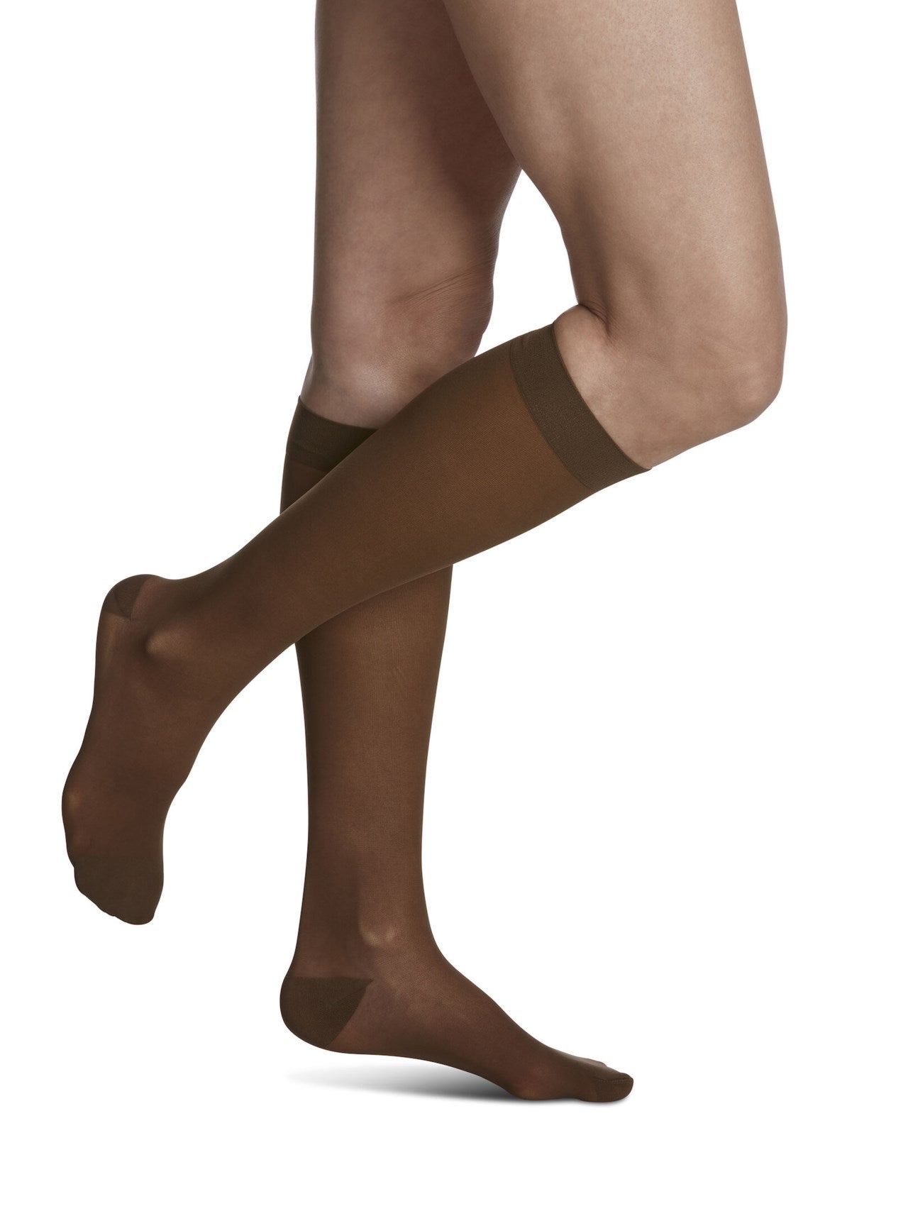 Sigvaris 780 Sheer Compression Socks 20-30 mmHg Calf High for Women Closed Toe color brown