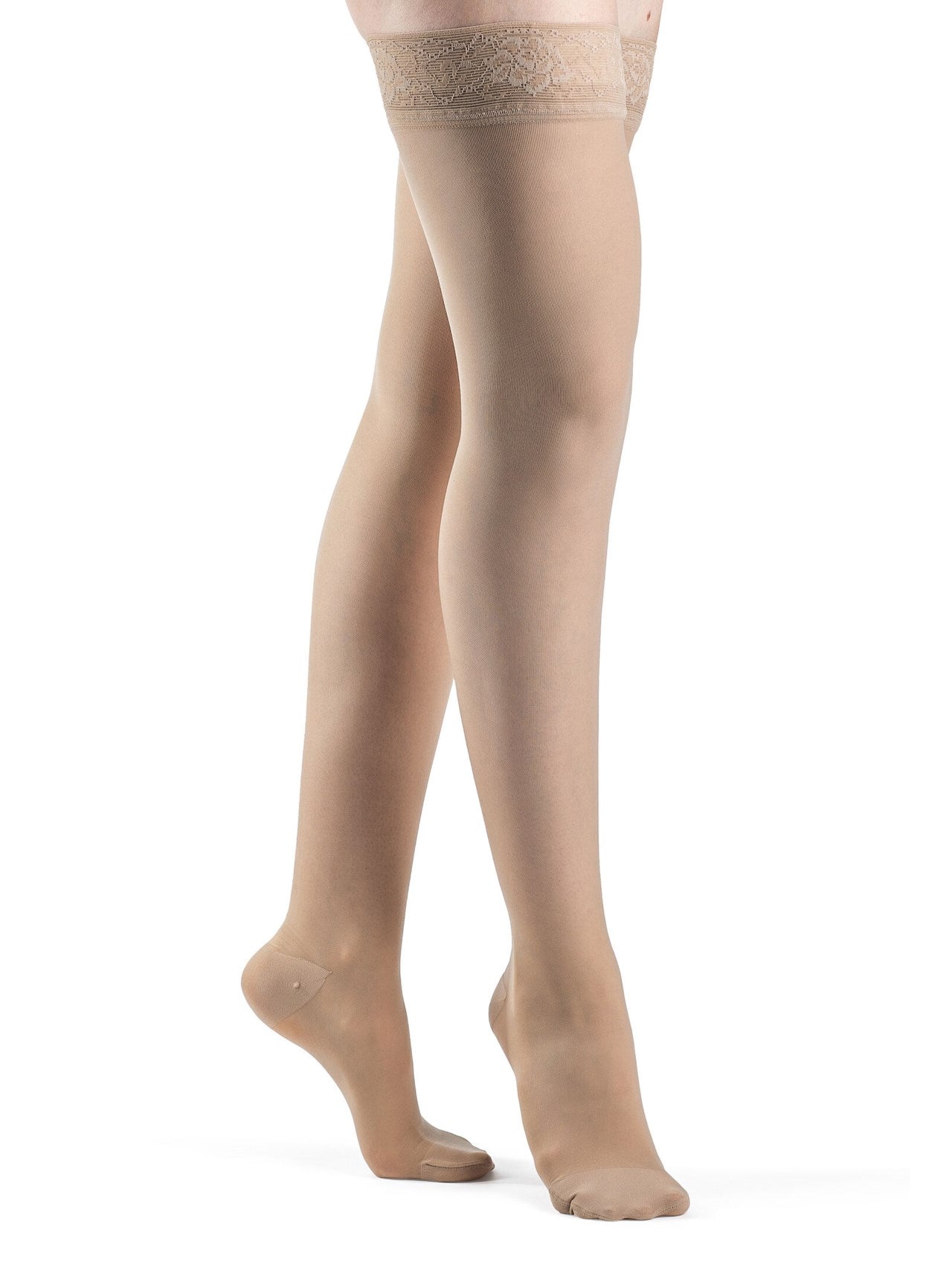 Sigvaris 780 Sheer Compression Socks 20-30 mmHg Thigh High for Women Closed Toe Color Cream 