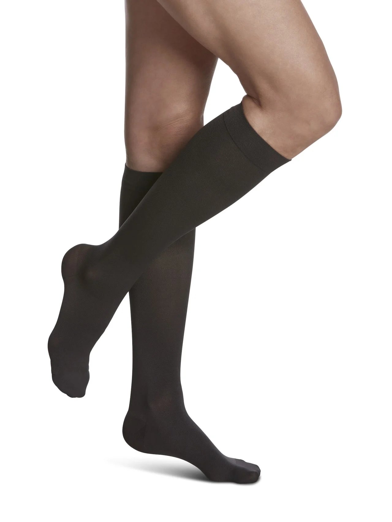 Sigvaris 840 Soft Opaque Compression Socks 15-20 mmHg Calf High for Female Closed Toe Color dark gray