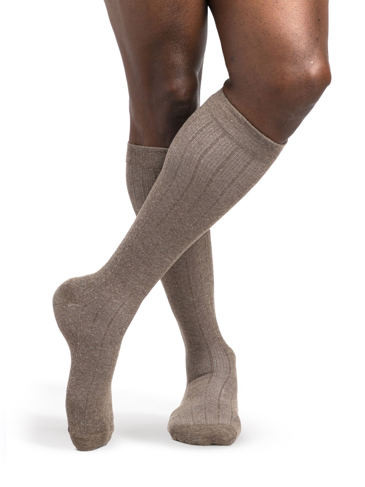 Sigvaris 190 Linen Compression Socks 15-20 mmHg Calf High For Men Closed Toe Gray Color 