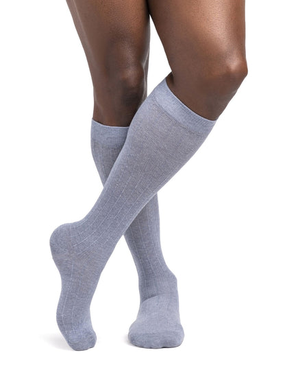 Sigvaris 190 Linen Compression Socks 15-20 mmHg Calf High For Men Closed Toe color light gray