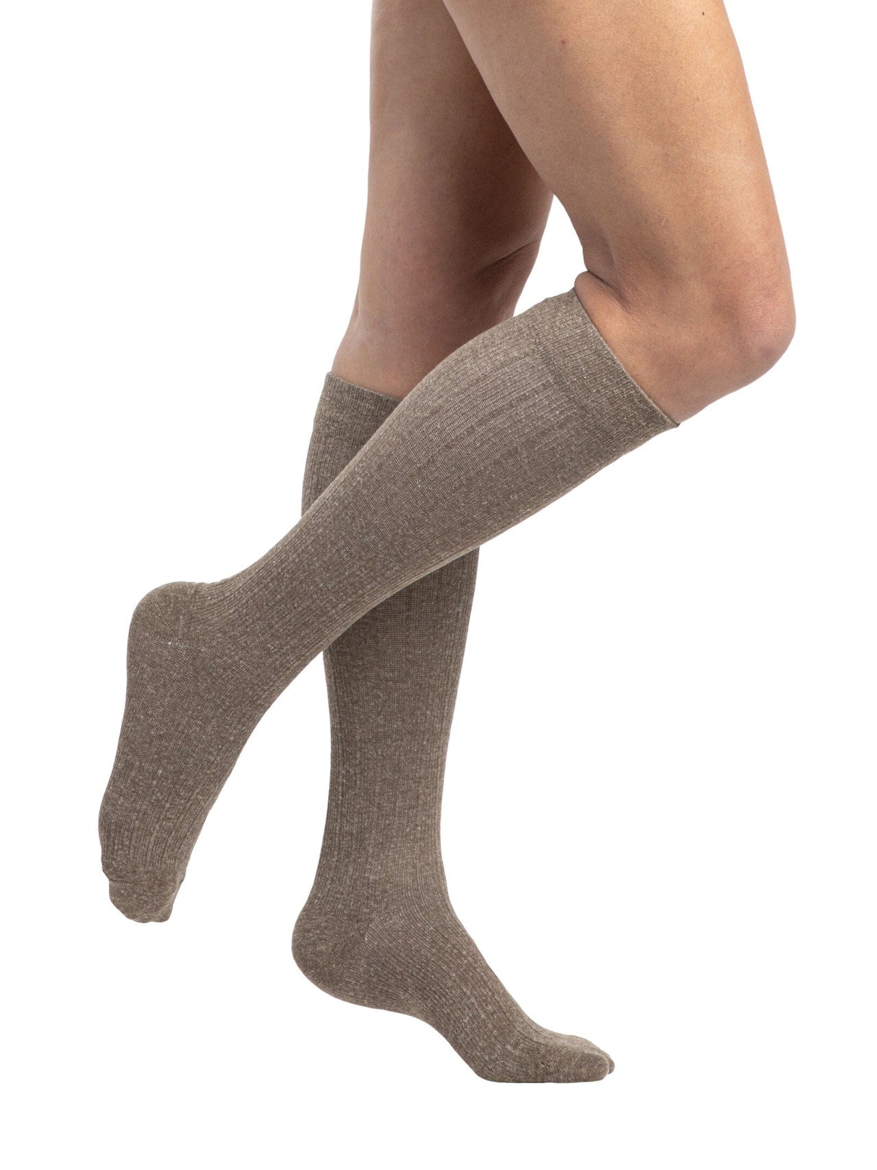 Sigvaris 250 Linen Compression Socks 20-30 mmHg Calf High For Women Closed Toe Man Color Gray