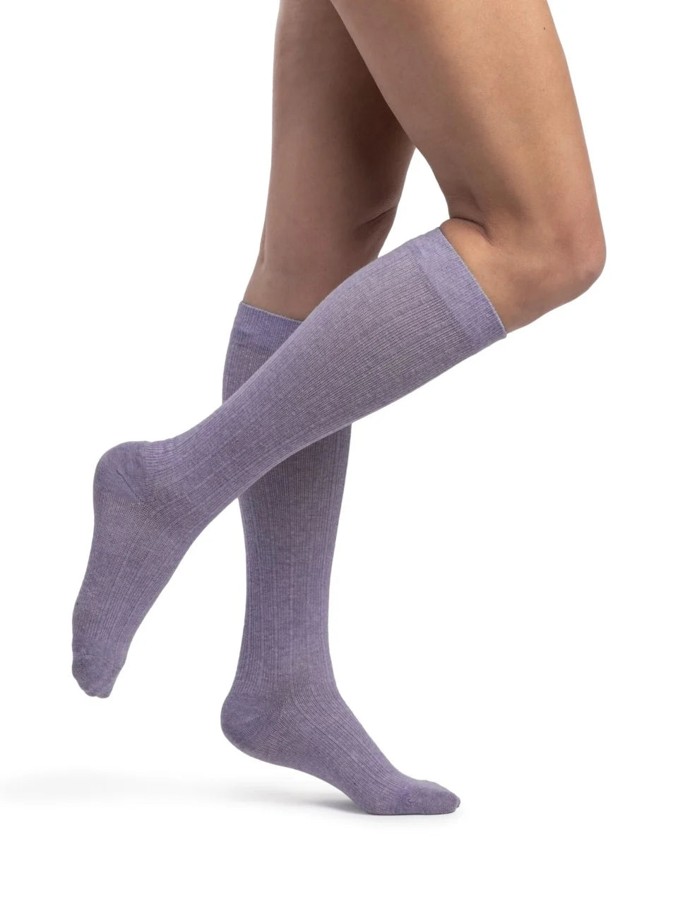 Sigvaris 150 Linen Compression Socks 15-20 mmHg Calf High For Women Closed Toe color purple