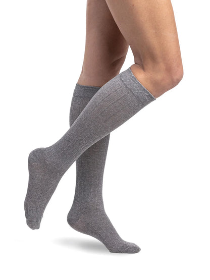 Sigvaris 150 Linen Compression Socks 15-20 mmHg Calf High For Women Closed Toe color gray