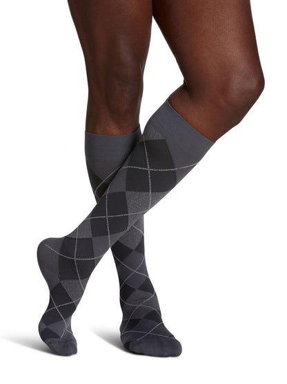 Sigvaris 180 Microfiber Shades Compression Socks 15-20 mmHg Calf High For Men Closed Toe Pattern 4 