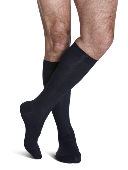 Sigvaris 190 Sea Island Cotton Compression Socks 15-20 mmHg Calf High for Men Closed Toe color black