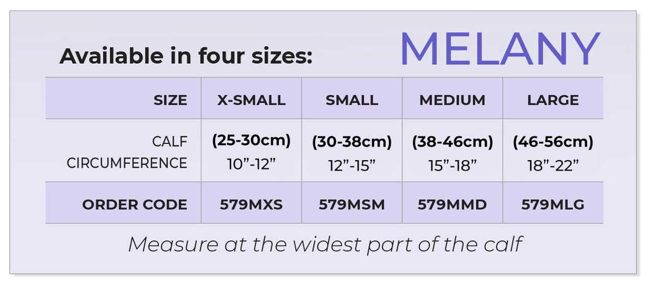 Sigvaris Melany Donning & Doffing Size Chart