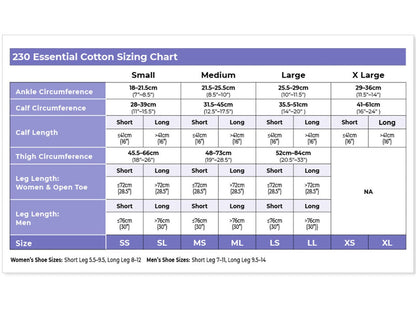 Sigvaris 230 Essential Cotton 20-30 mmHg Compression Socks Thigh High for Women Closed Toe  Size Chart