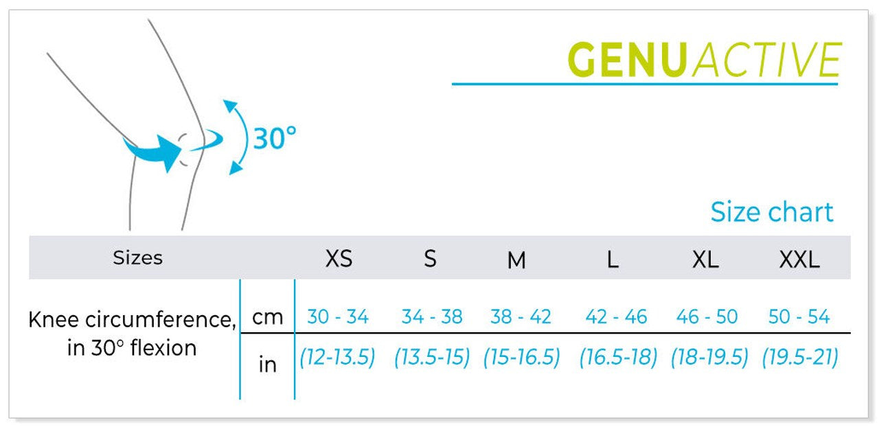 Sigvaris MOBILIS GenuActive Knee Size Chart