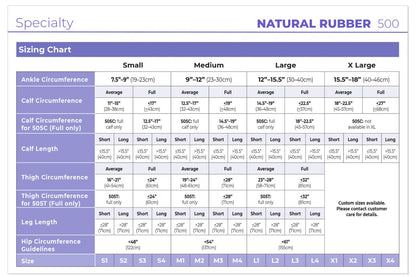 Sigvaris 503 Natural Rubber No Grip Top Compression Socks 30-40 mmHg Thigh High For Unisex Open Toe Size Chart