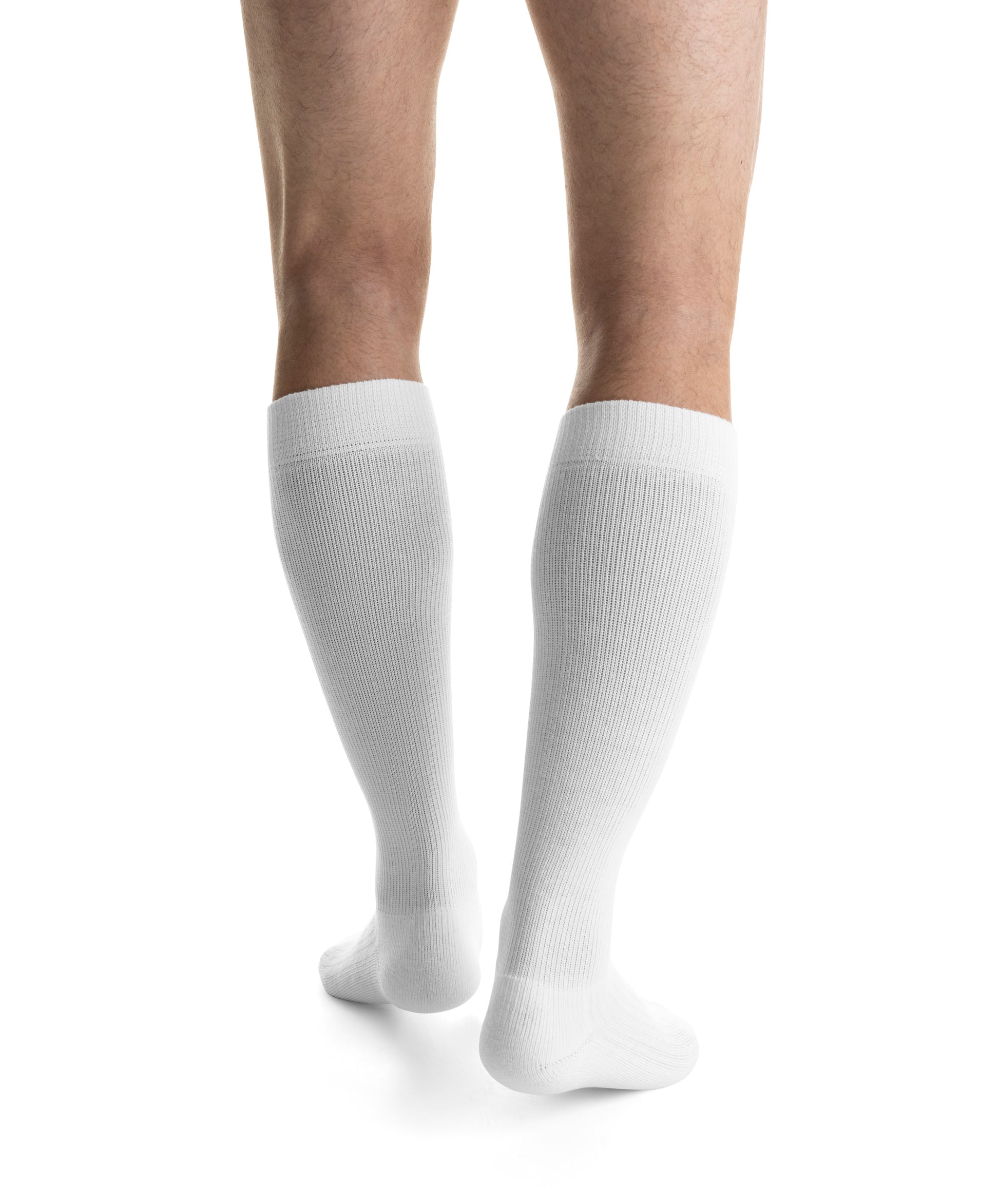 JOBST ActiveWear Compression Socks 15-20 mmHg, Knee High, Closed Toe, Full Calf Back View White Color 