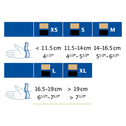 Jobst Actimove Professional Line Wrist Brace Suede Finish size chart