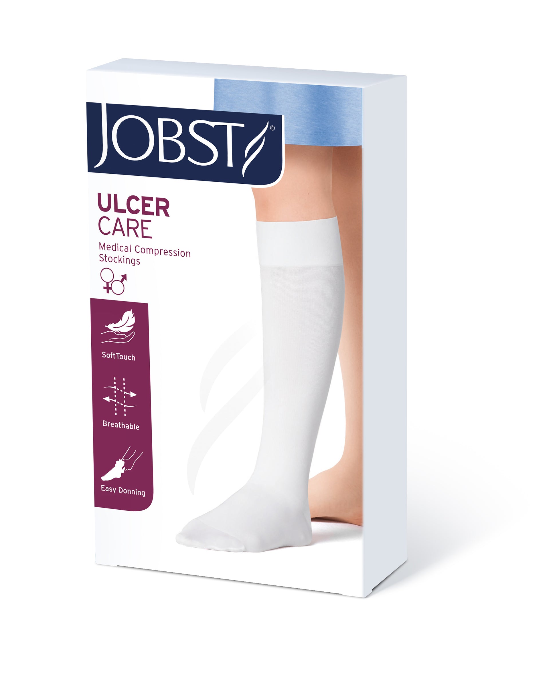 JOBST UlcerCARE 2-Part Compression System Liners 40+ mmHg Knee High Open Toe Product Box