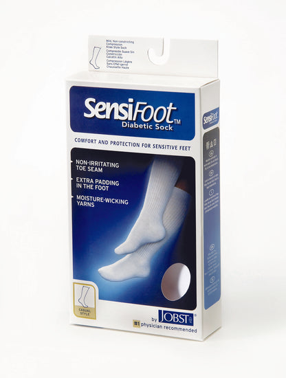 JOBST SensiFoot Diabetic Compression Socks 8-15 mmHg Knee High, Closed Toe Product Box