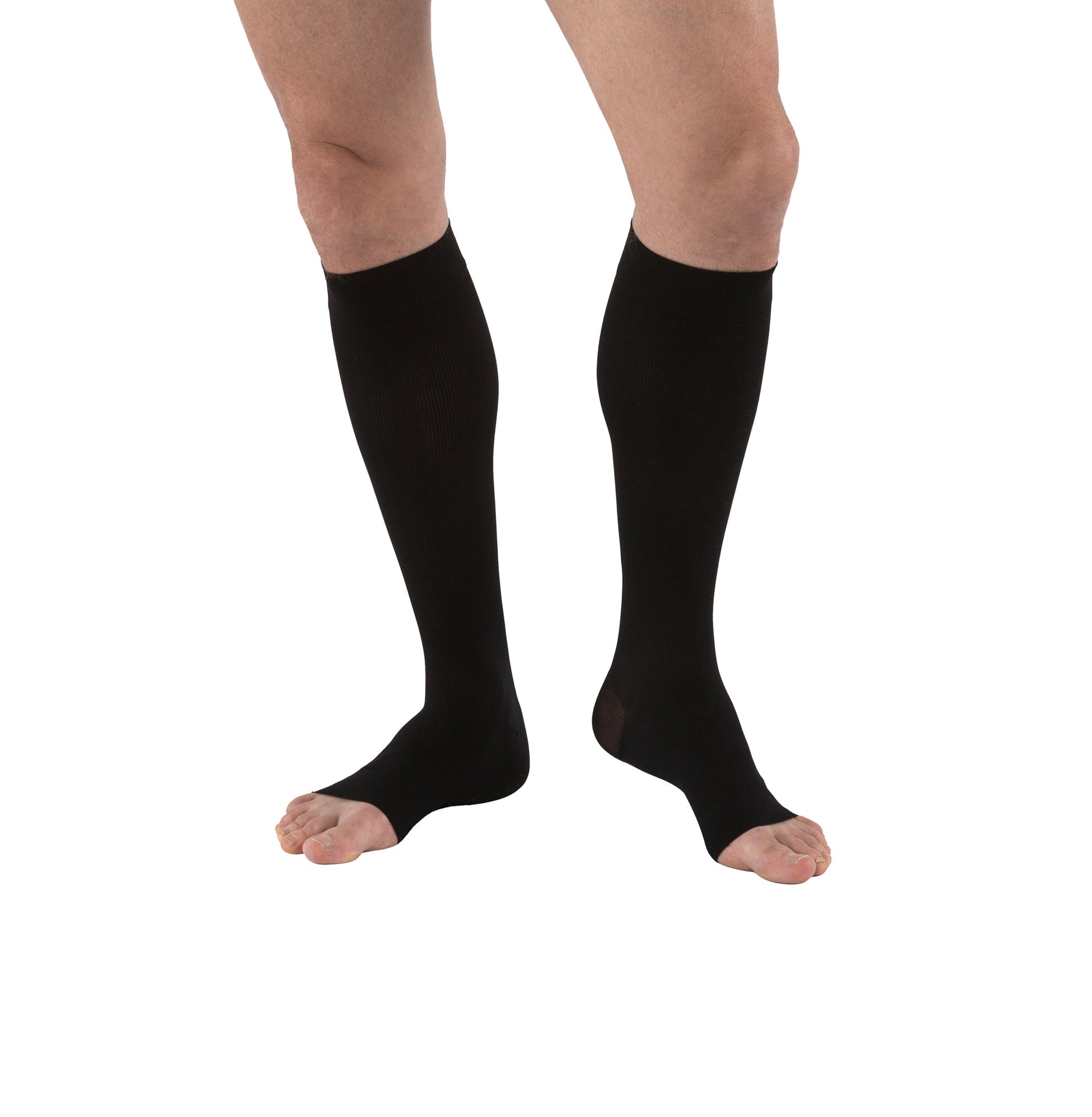 JOBST forMen Compression Socks 30-40 mmHg Knee High, Open Toe Color Black