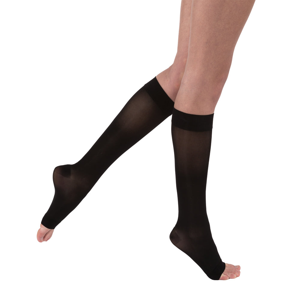 JOBST UltraSheer Compression Stockings 15-20 mmHg Knee High Open Toe Color Black