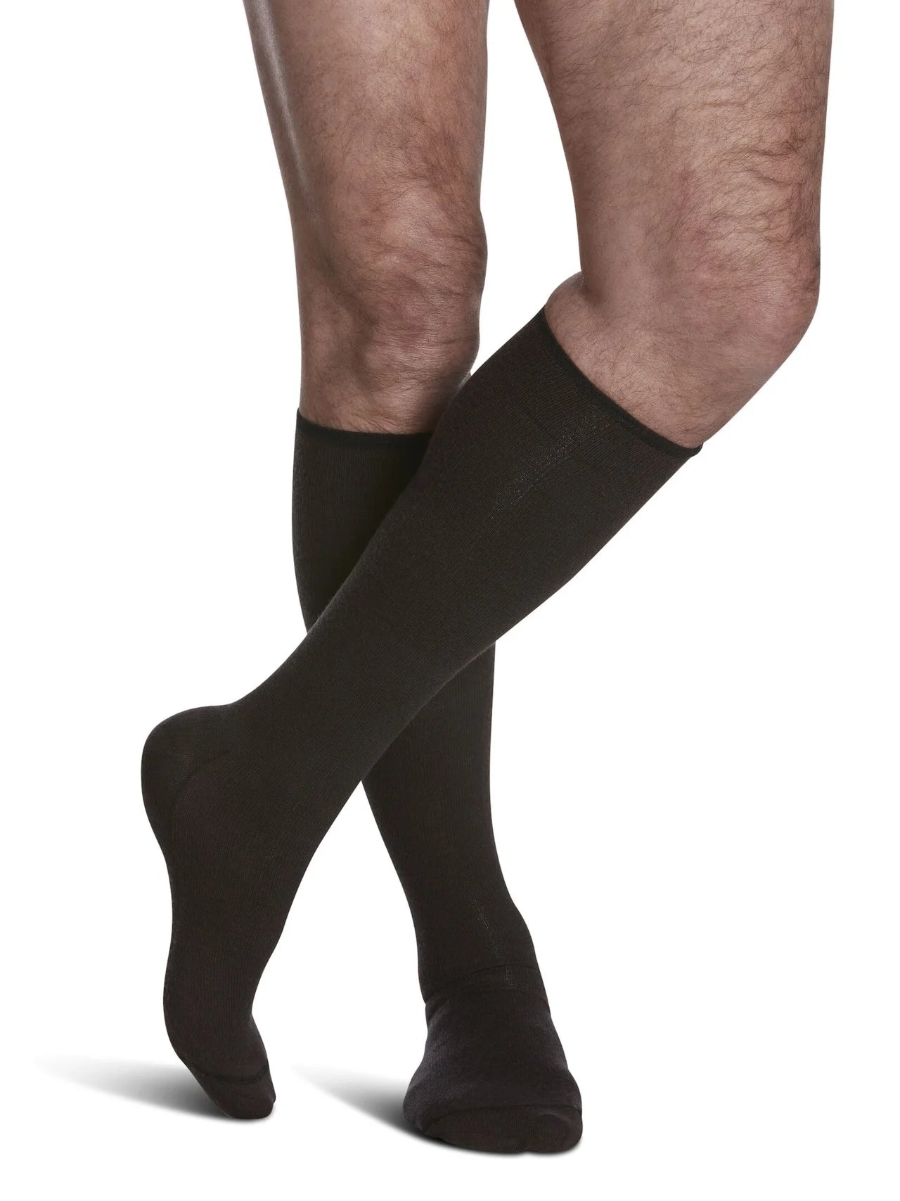 Sigvaris 190 All Season Merino Wool Compression Socks 15-20 mmHg Calf High For Men Closed Toe Color Brown 