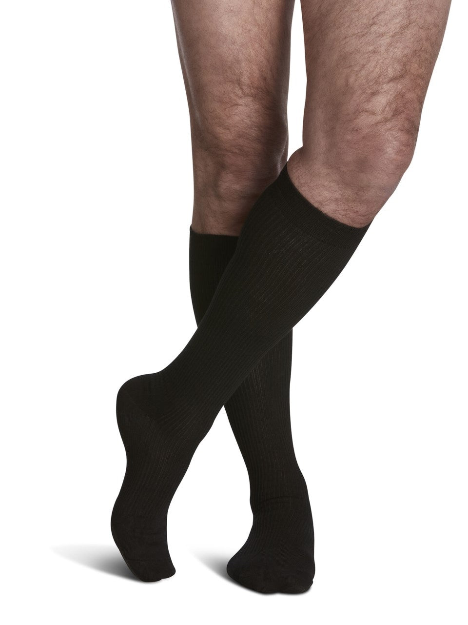 Sigvaris 180 Casual Cotton Compression Socks 15-20 mmHg Calf High For Men Closed Toe color black