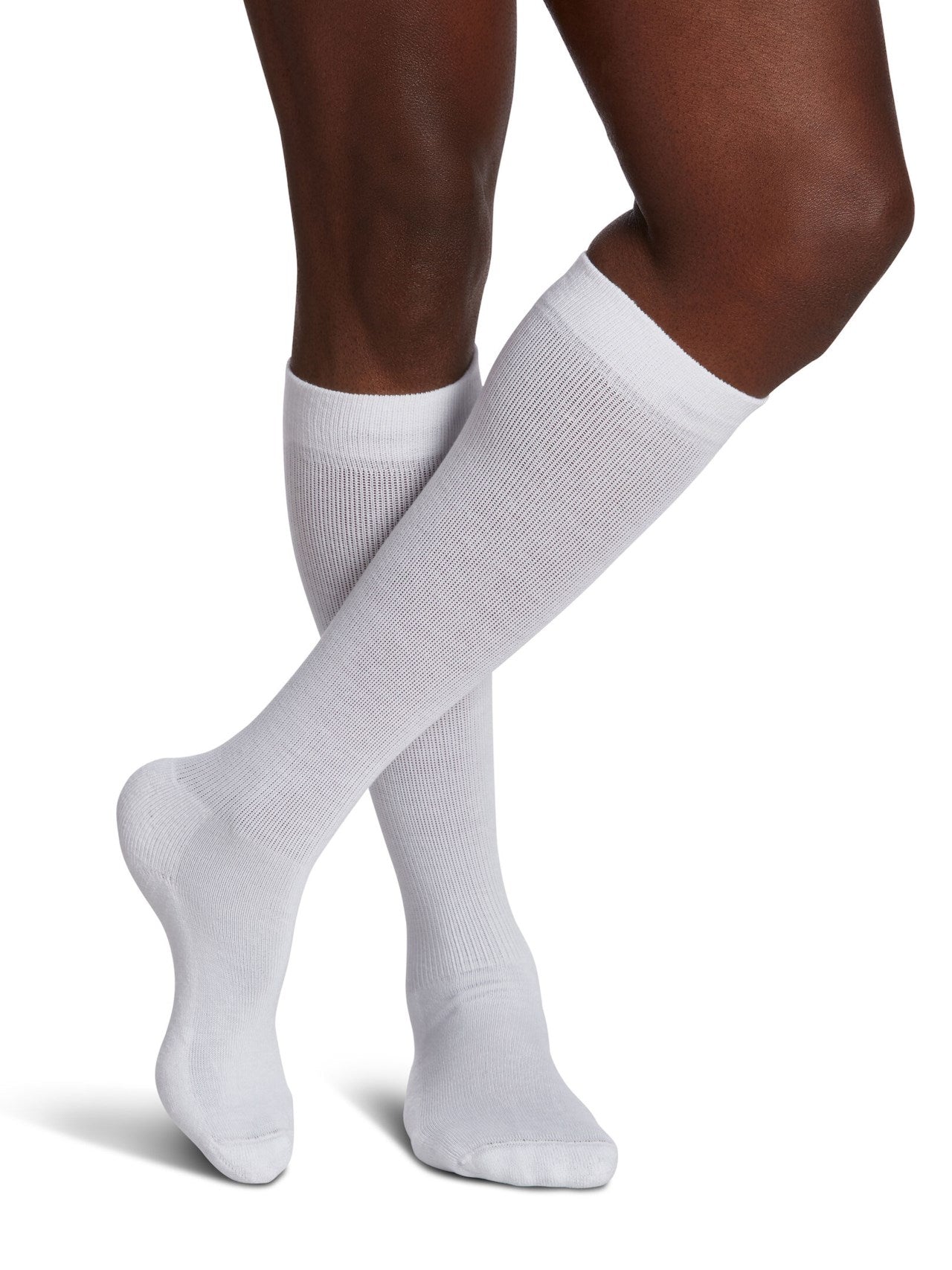 Sigvaris 160 Eversoft Diabetic Compression Socks 15-20 mmHg Calf High For Unisex Closed Toe Color White