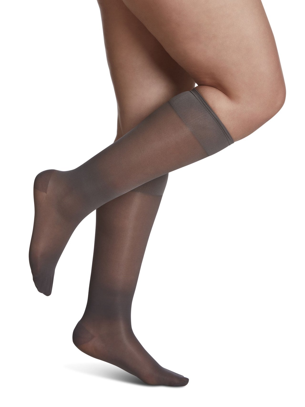 Sigvaris 120 Sheer Fashion Compression Socks 15-20 mmHg Calf High For Women Closed Toe color gray