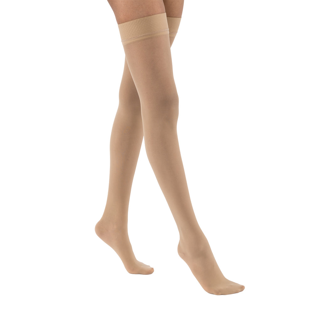 JOBST UltraSheer Compression Stockings 15-20 mmHg Thigh High Silicone Dot Band Closed Toe COlor Cream 