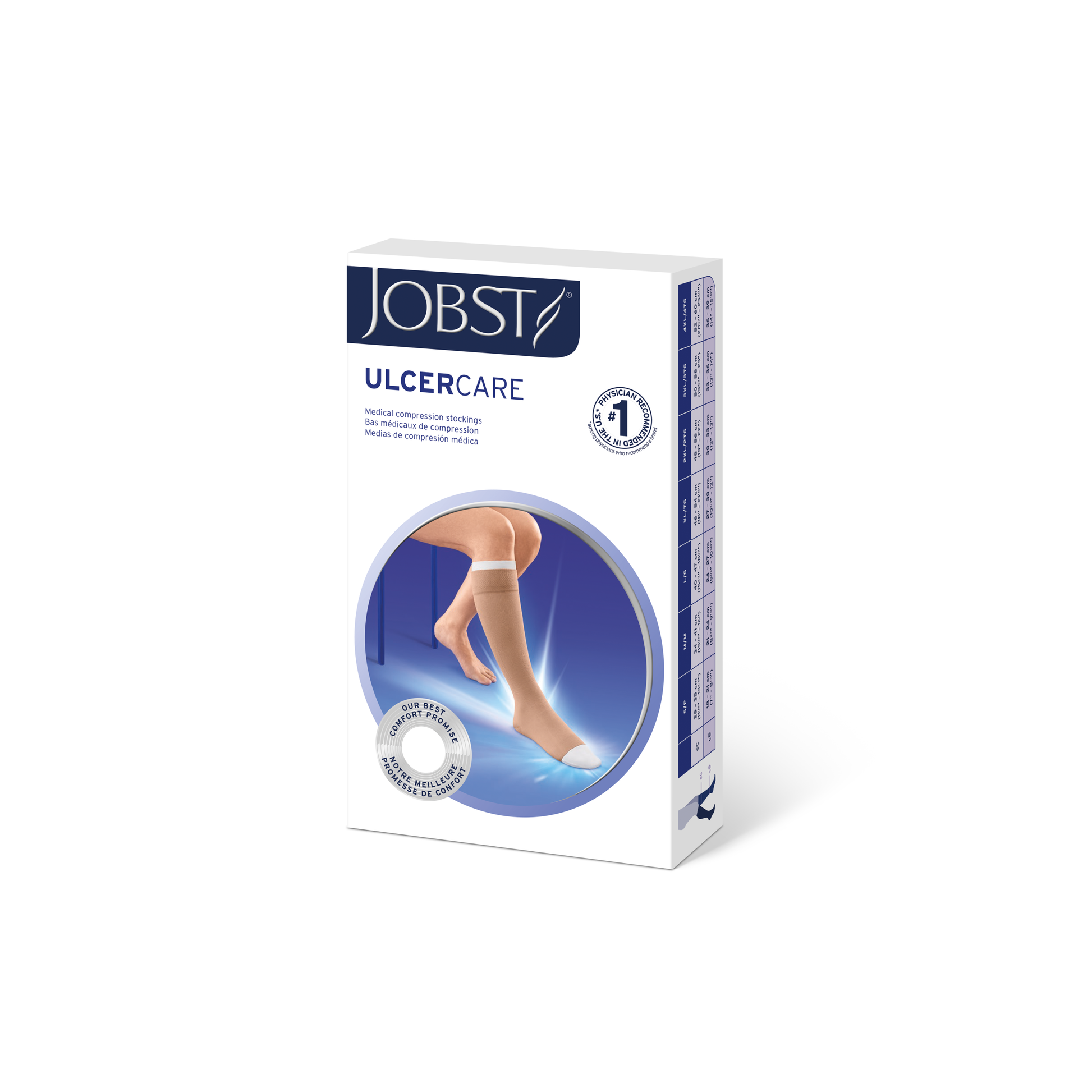 JOBST UlcerCARE 2-Part Compression System with Liners 40+ mmHg Knee High Open Toe With Zipper