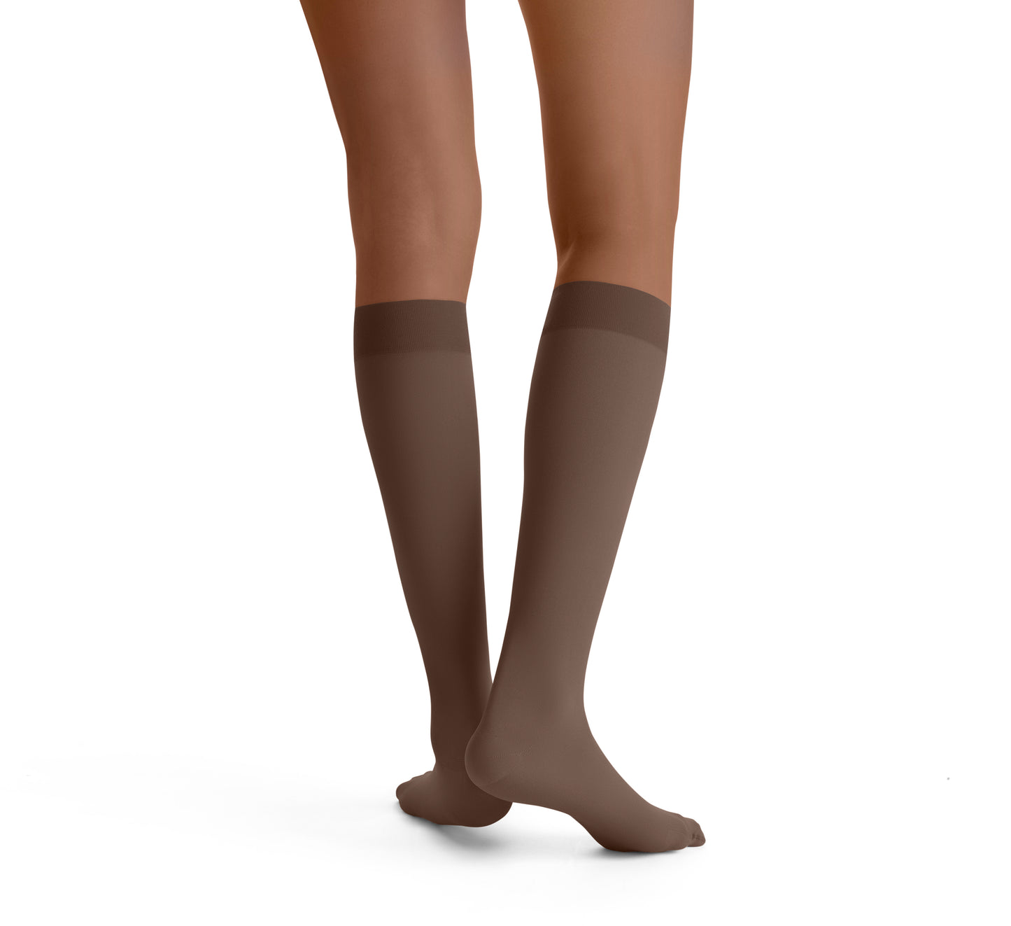 JOBST Opaque Compression Stockings 30-40 mmHg Knee High SoftFit Band Closed Toe back view brown color